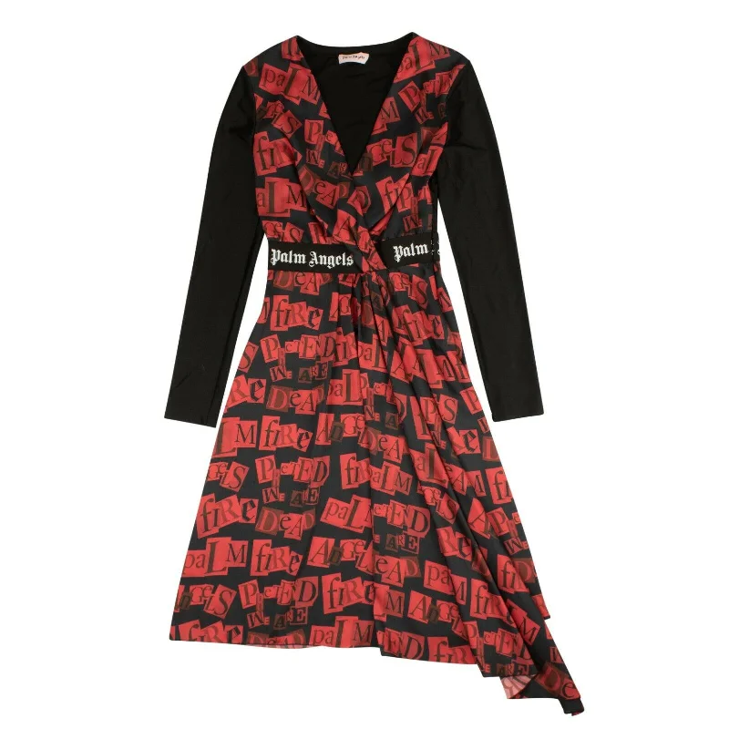 Now or Never Red Ransom Print Red Midi Dress
