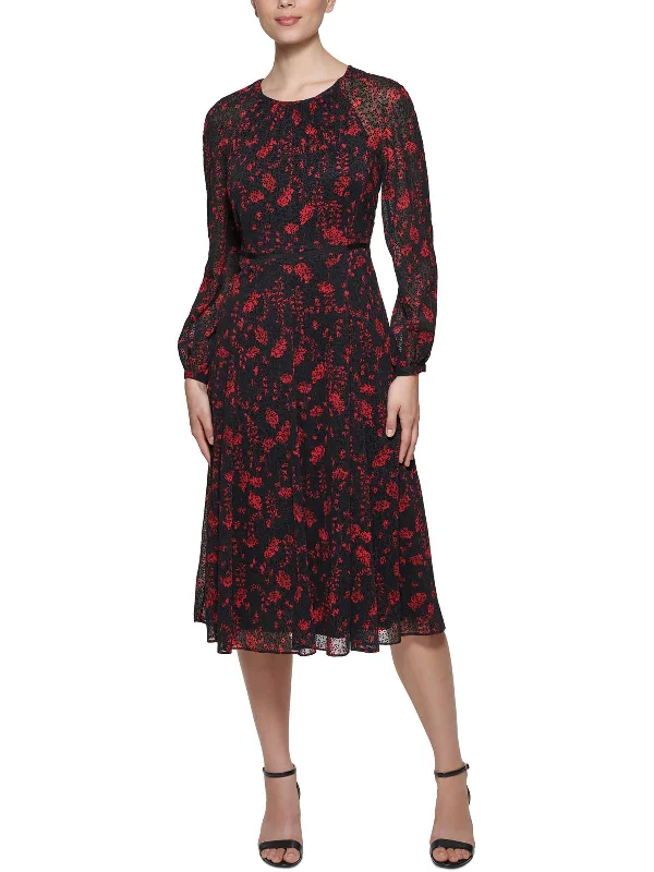 Exclusive Savings Womens Chiffon Illusion Midi Dress