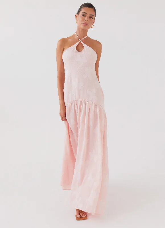 Mega Sale Blushed Cross Neckline Maxi Dress - Pink Petal