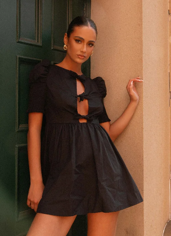 Quick Sale Leonie Tie Front Mini Dress - Black