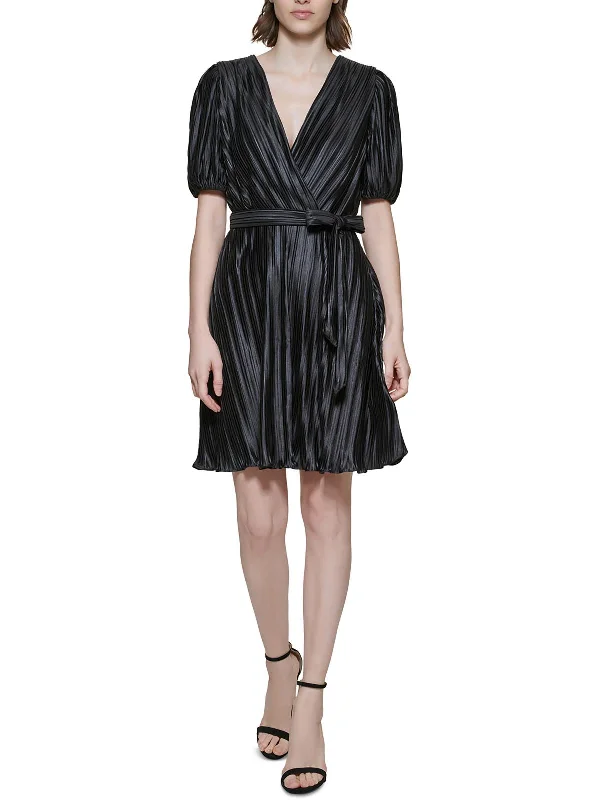 Time-Limited Offer Womens Pleated Knee Wrap Dress