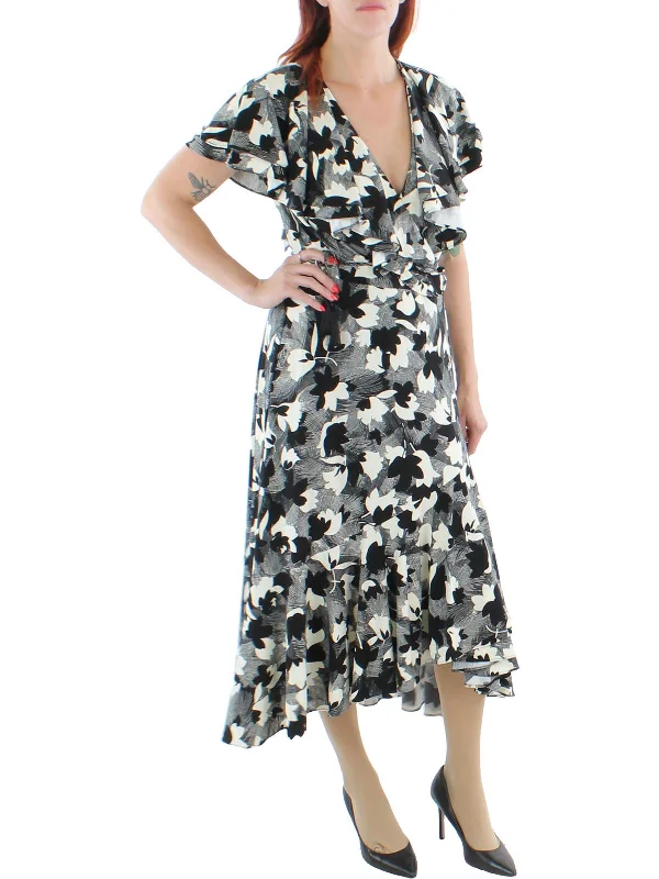 Sneak Peek Sale Womens Jersey Printed Wrap Dress