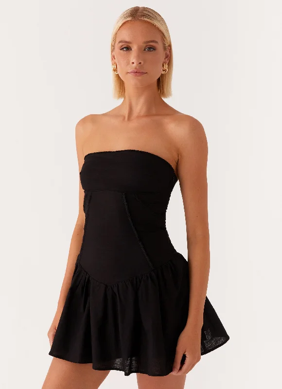Special Buy Larnie Linen Mini Dress - Black
