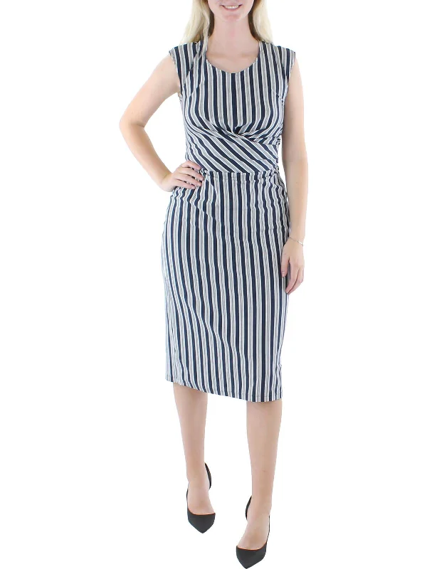Major Savings Womens Striped Calf Midi Dress