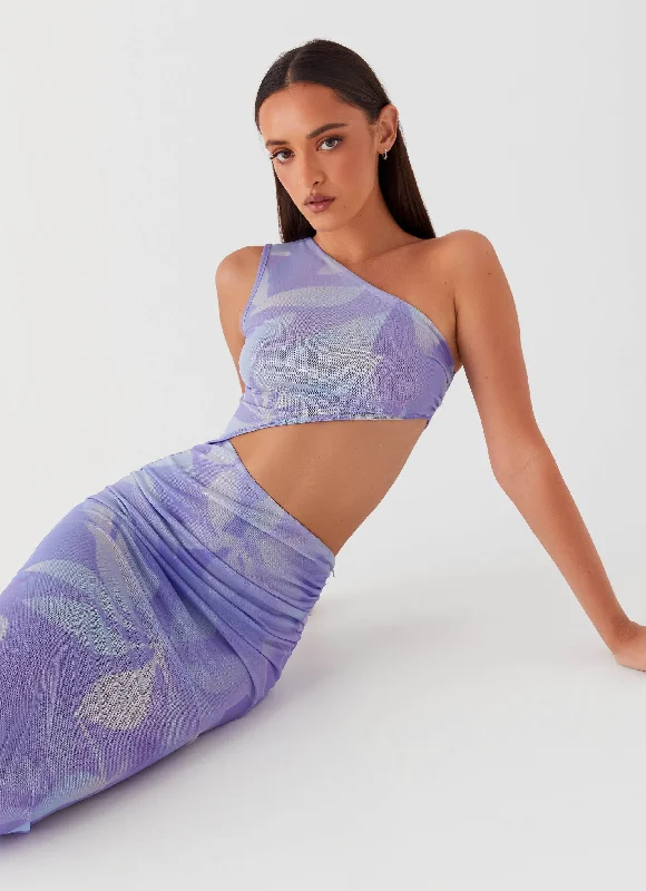 Price Drop Alert Shadows In The Sun Mesh Maxi Dress - Purple Rain
