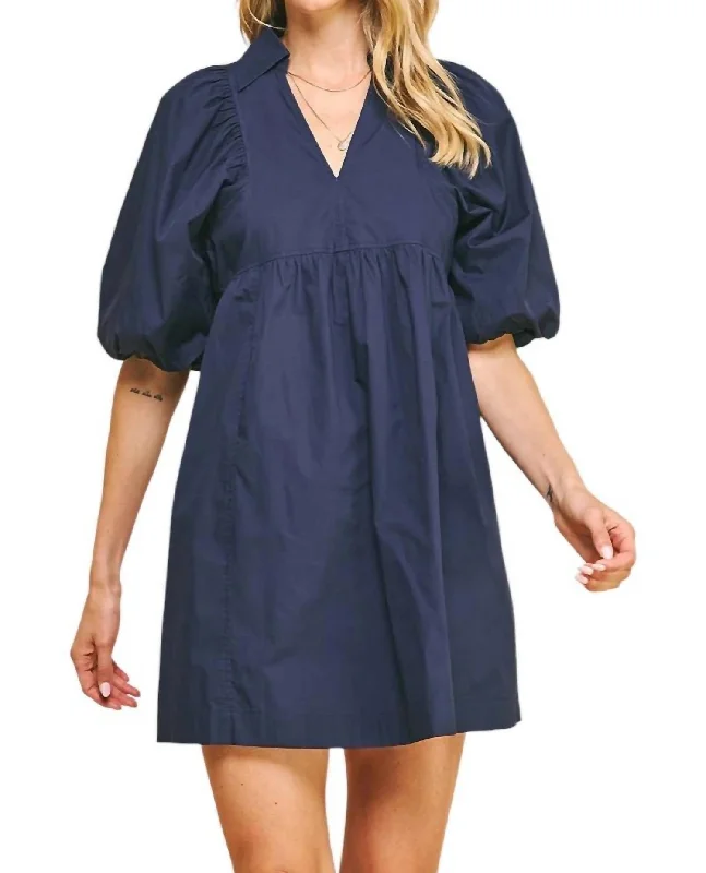 Special Buy Easy Essential Collared Mini Dress In Navy