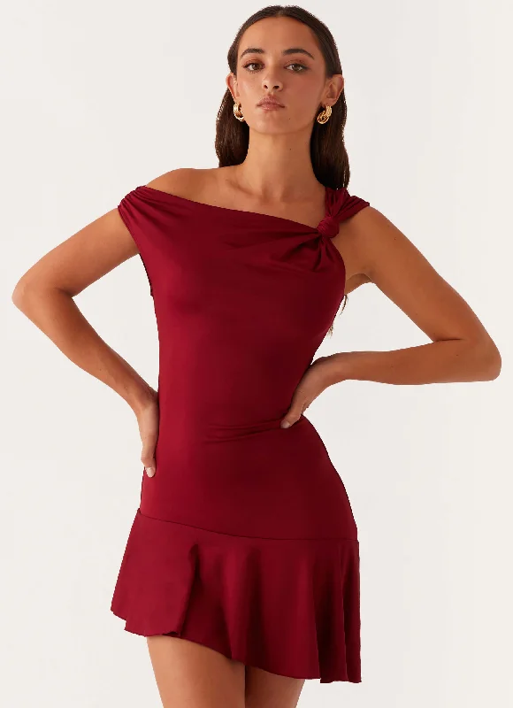 Best Seller Amaya Twist Mini Dress - Maroon