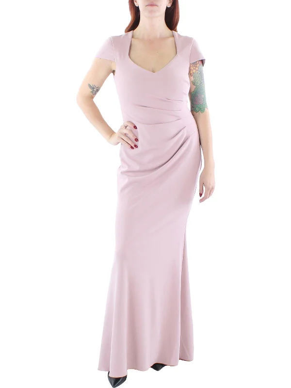 Price Blitz Womens Ruffled Cut Out Back Evening Dress