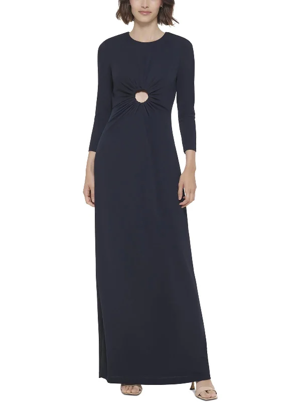 Midnight Madness Womens Slit Long Evening Dress