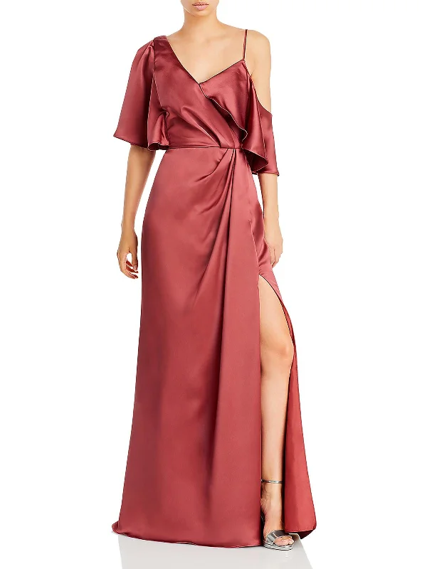 Holiday Sale Womens Satin Maxi Evening Dress