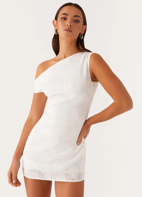 Great Bargains Channing One Shoulder Mini Dress - White