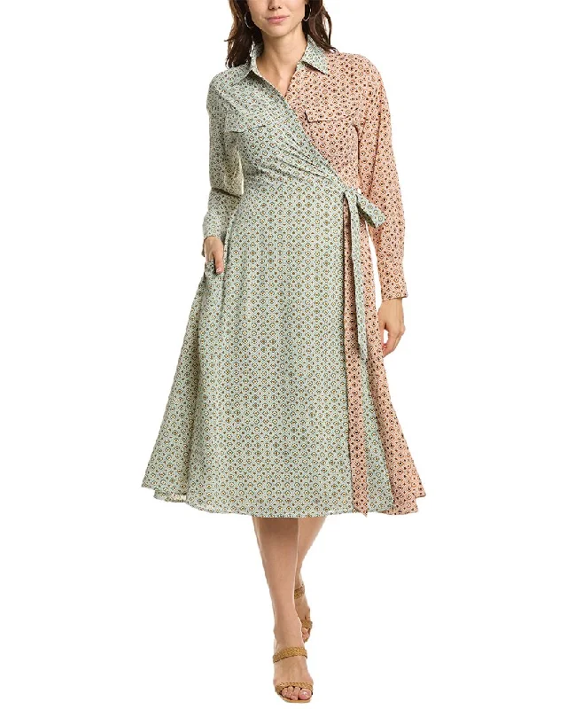Exclusive Deal Gracia Colorblock Faux Wrap Dress
