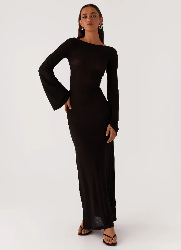 Clearance Items Olivia Long Sleeve Maxi Dress - Black