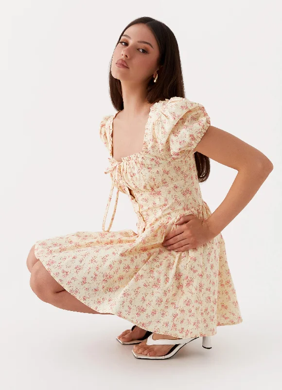 Huge Discounts Mila Mini Dress - Yellow Ditsy Floral