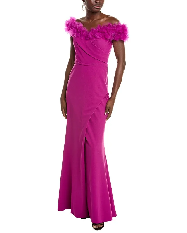 Special Buy Rene Ruiz Off-The-Shoulder Floral Embellished Column Gown