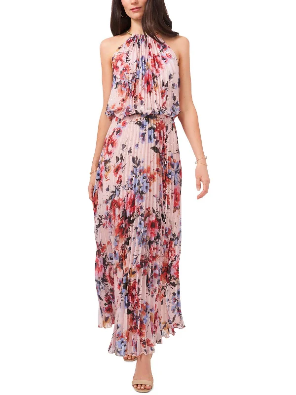 Price Drop Womens Floral Print Maxi Halter Dress