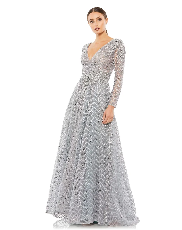 Markdowns Embellished Illusion Long Sleeve Wrap Over A Line