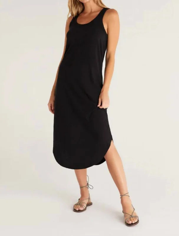 Deal of the Day Easy Going Cotton Slub Dress In Black