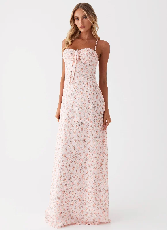 Don't Wait Aveline Bustier Maxi Dress - Pink Ditsy Floral