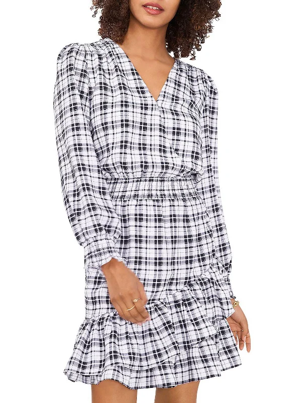 Limited Availability Womens Plaid Long Sleeves Fit & Flare Dress
