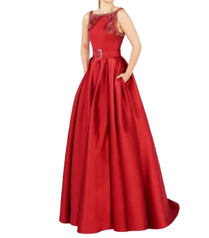 Savings Alert Sleeveless Ball Gown In Red