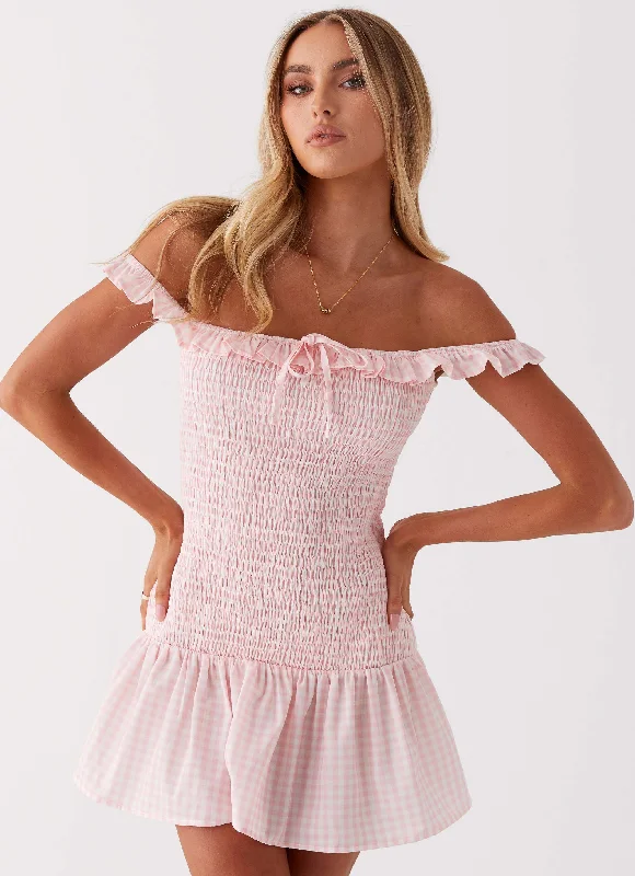 Massive Deals Anica Mini Dress - Pink Gingham