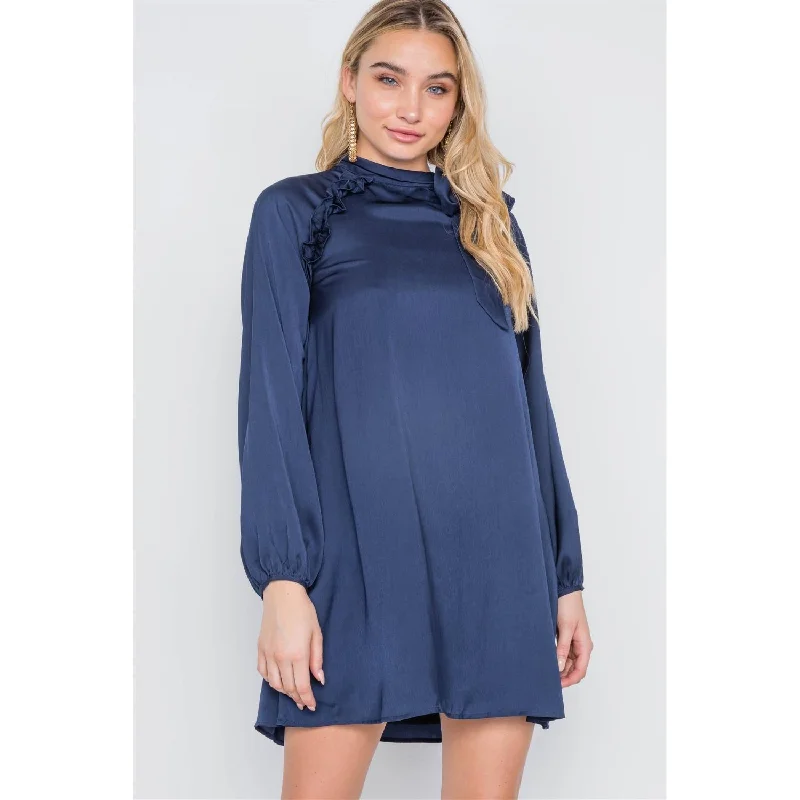 Crazy Savings Satin Long Sleeve Side-tie Mini Dress