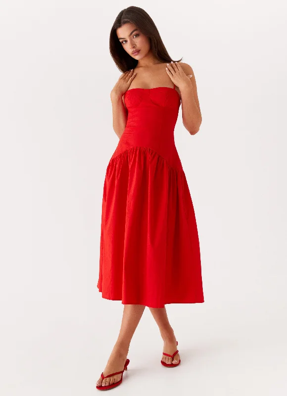 Lowest Prices Yvette Corset Midi Dress - Red