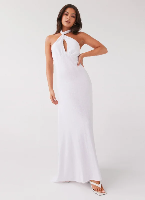 Deal of the Day Adrienne Linen Maxi Dress - White