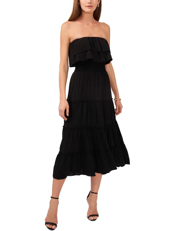 Price Cut Womens Sheer Ruffled Midi Dress