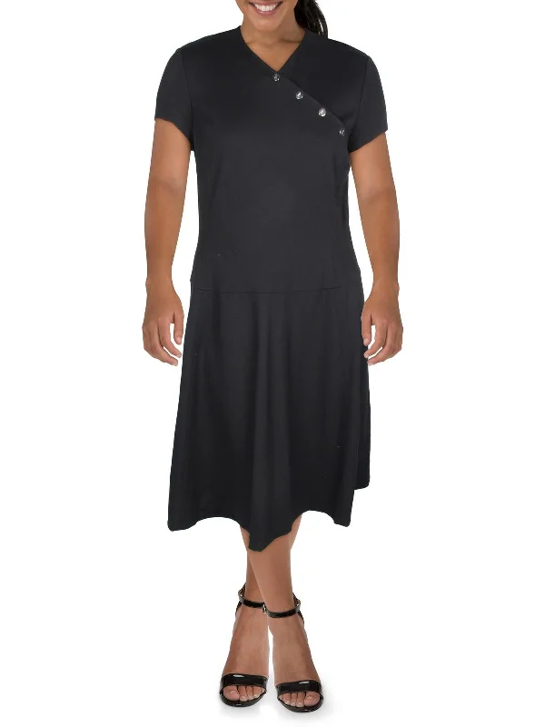 Overstock Plus Womens Embellished Mid Calf Midi Dress