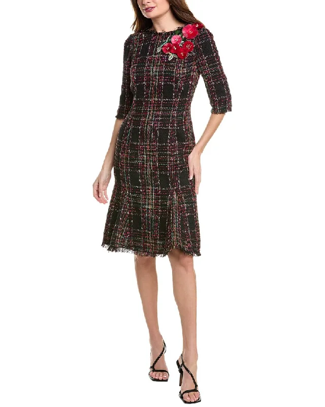 Don't Wait Teri Jon by Rickie Freeman Tweed Godet Dress