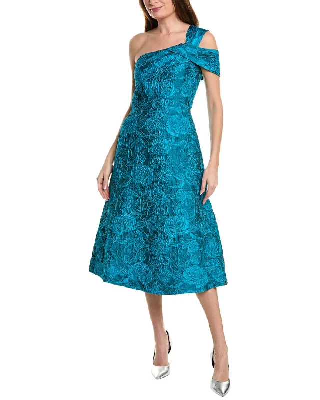 Final Markdown Teri Jon by Rickie Freeman Floral Jacquard A-Line Dress