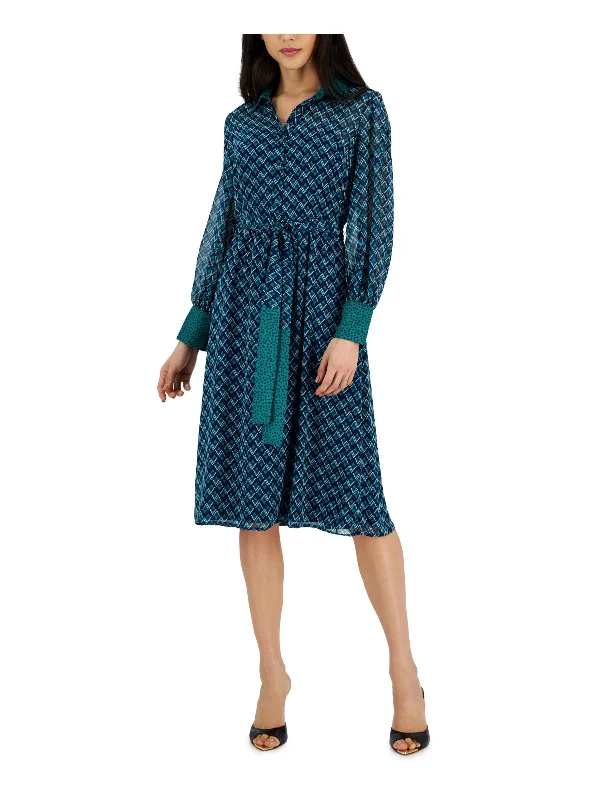 Customer Appreciation Sale Womens Chiffon Pattern Midi Dress