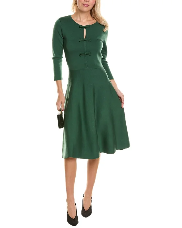 Super Deal Carolina Herrera Flare Wool-Blend Midi Dress