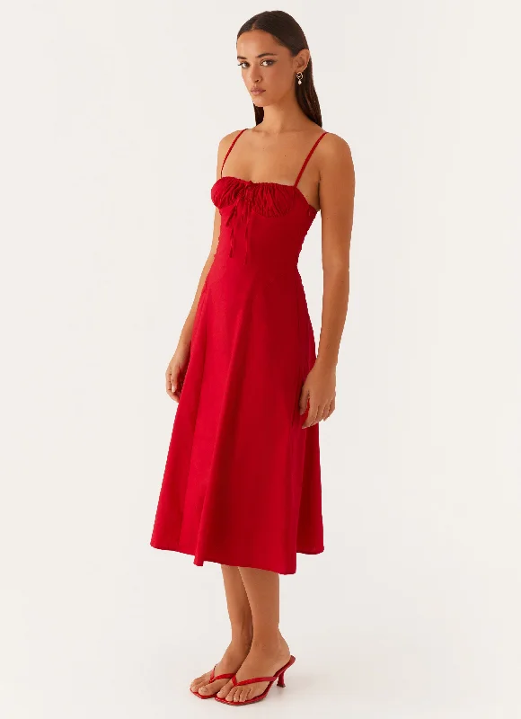 Extra Discounts Thoughts Of You Midi Dress - Red
