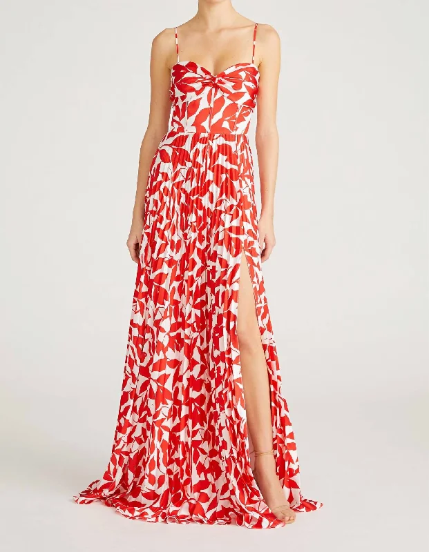 Online Only Cameron Sleeveless Long Dress In Falling Leaves