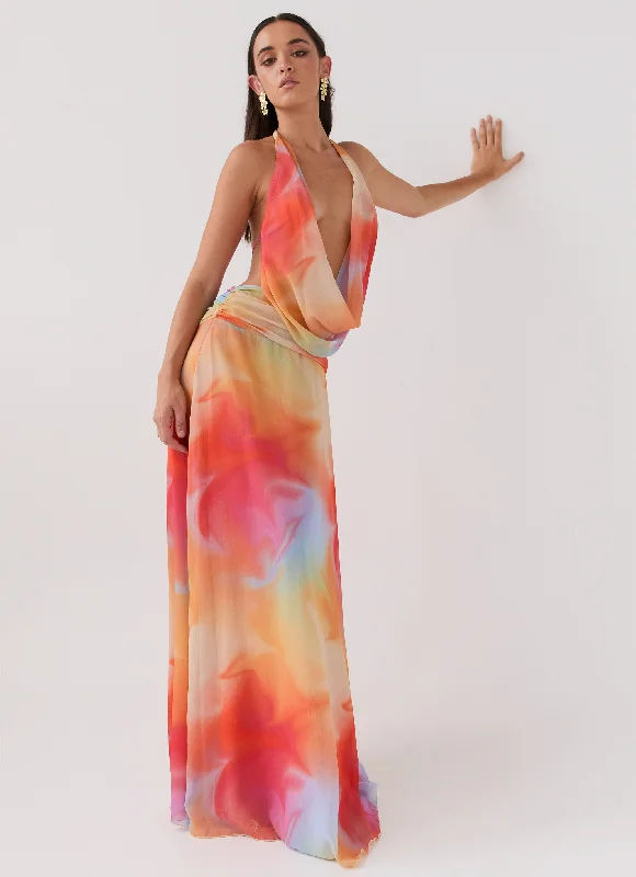 Special Savings Elysia Chiffon Maxi Dress - Rainbow