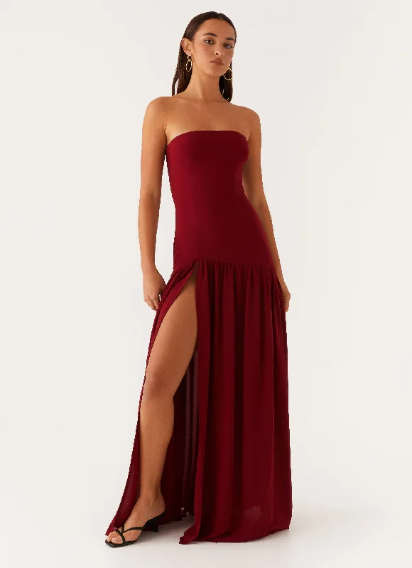 Grand Opening Sale Eden Strapless Maxi Dress - Maroon