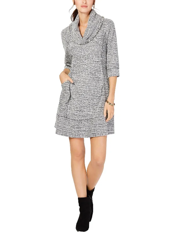 Big Savings Petites Womens Cowlneck Comfy Sweaterdress