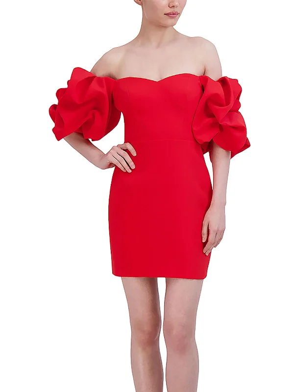Price Drop Womens Off-The-Shoulder Mini Cocktail And Party Dress