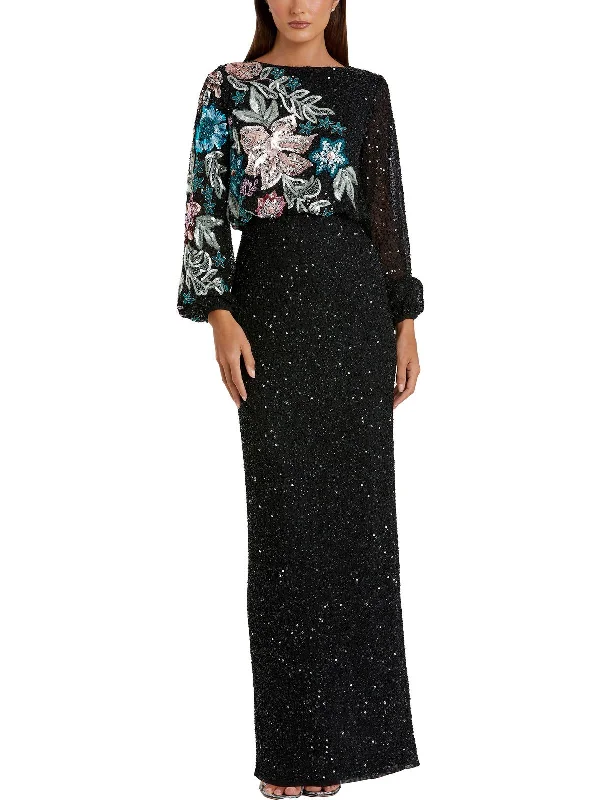 Early Bird Discount Womens Embellised Blouson Evening Dress