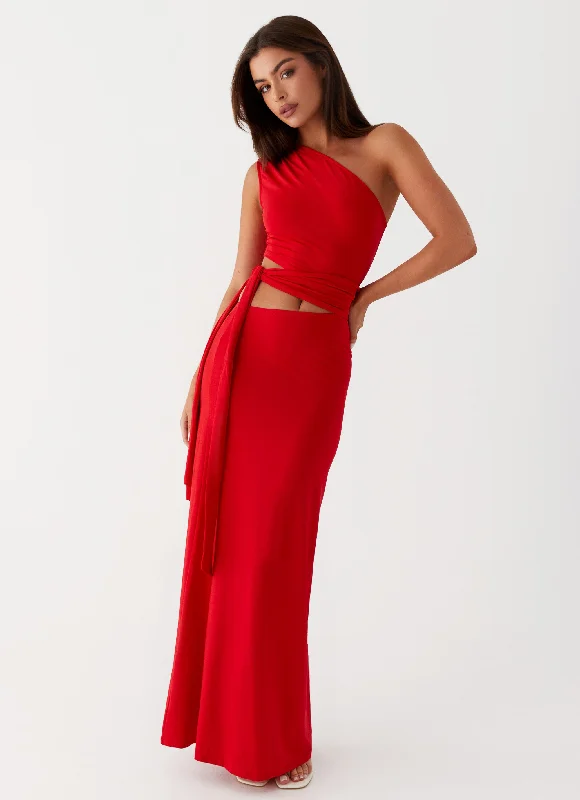 Act Now Love Me Tie Maxi Dress - Red