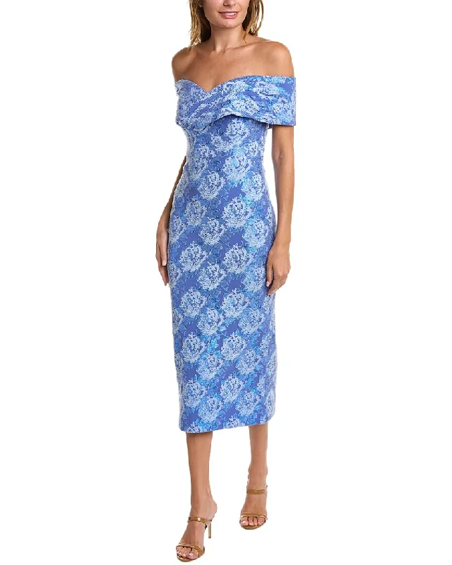 Special Discount Theia Stretch Jacquard Fitted Cocktail Dress
