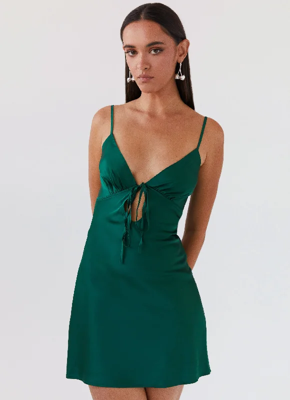 Reduced Prices Flora Satin Mini Dress - Forest Green
