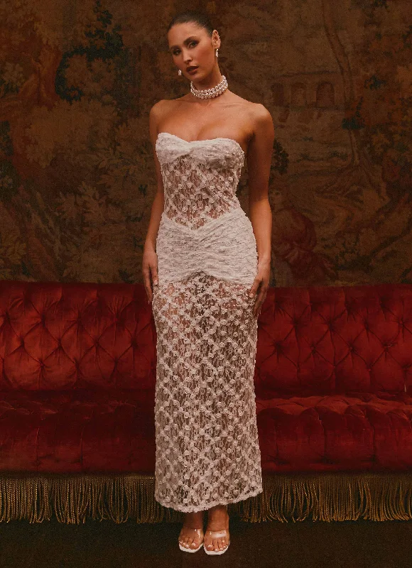Price Cut Ottilie Lace Maxi Dress - White