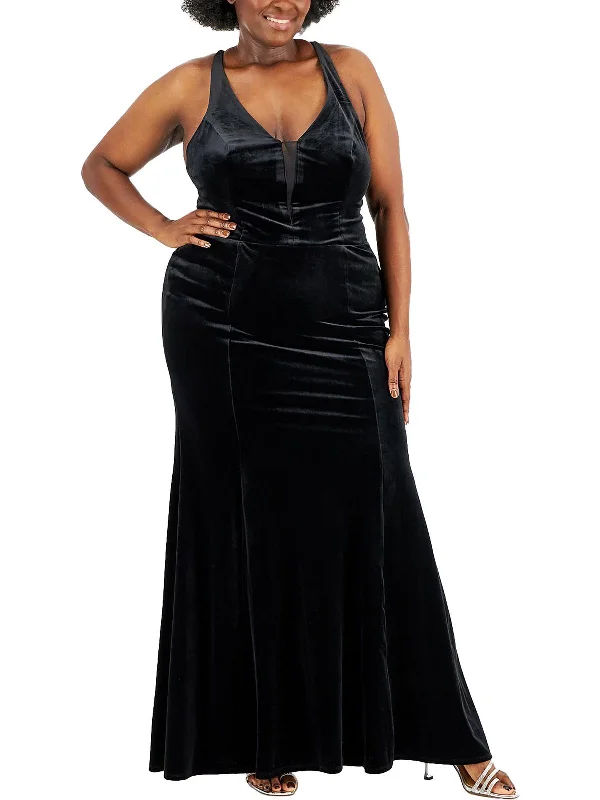 Super Deal Plus Womens Velvet Prom Evening Dress