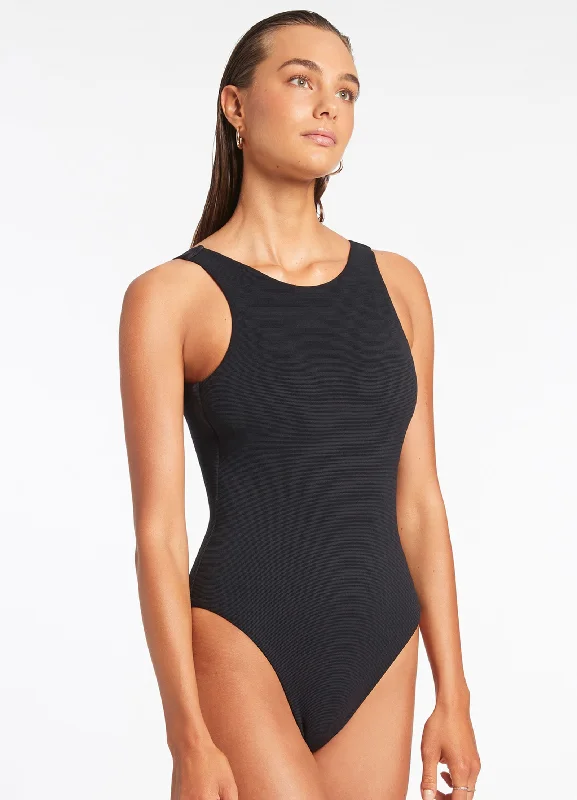Price Smash Isla Rib High Neck One Piece - Black