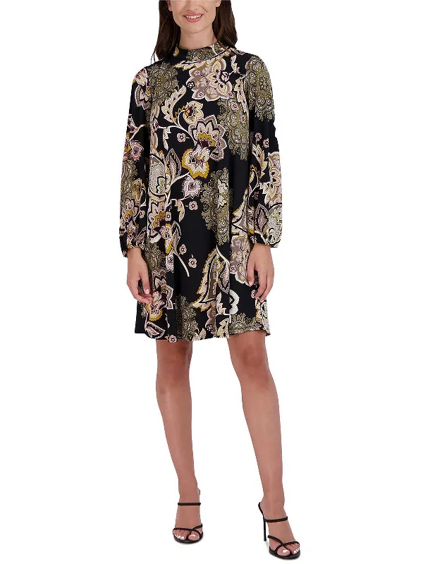 Savings Spectacular Petites Womens Paisley Mini Shift Dress