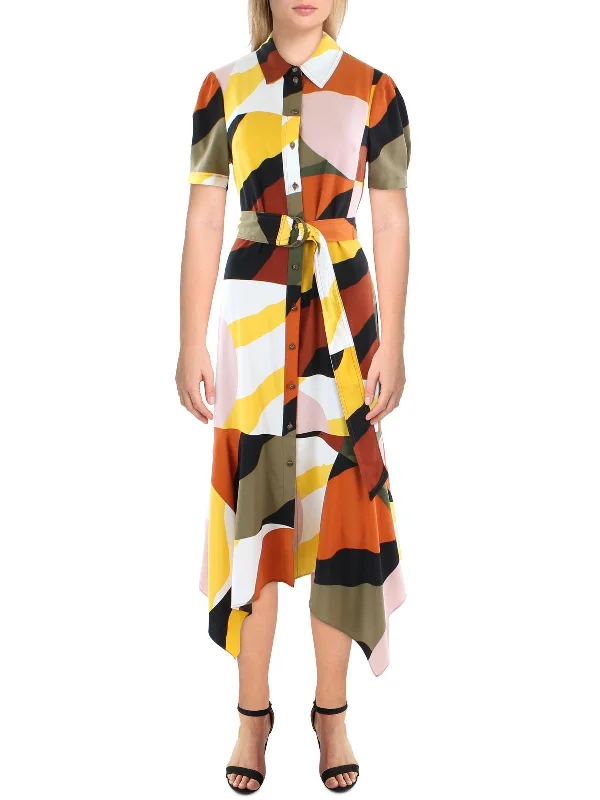 Take Advantage Womens Colorblock Midi Shirtdress